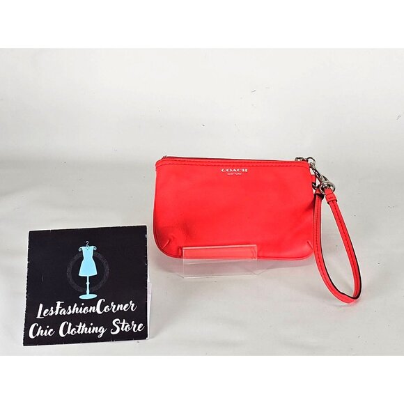 Coach Women's Peach Leather Wristlet With White Tassel Design Sz S 276 - Picture 7 of 9